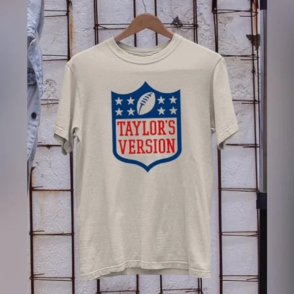 Taylor’s Version Football T-Shirt in Beige Size Large Unisex - Picture 4 of 6